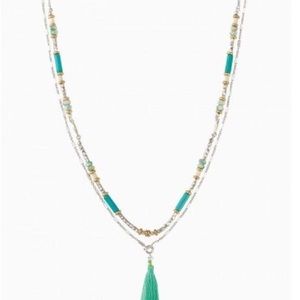 Stella & Dot Costa necklace Amazonite, tassel